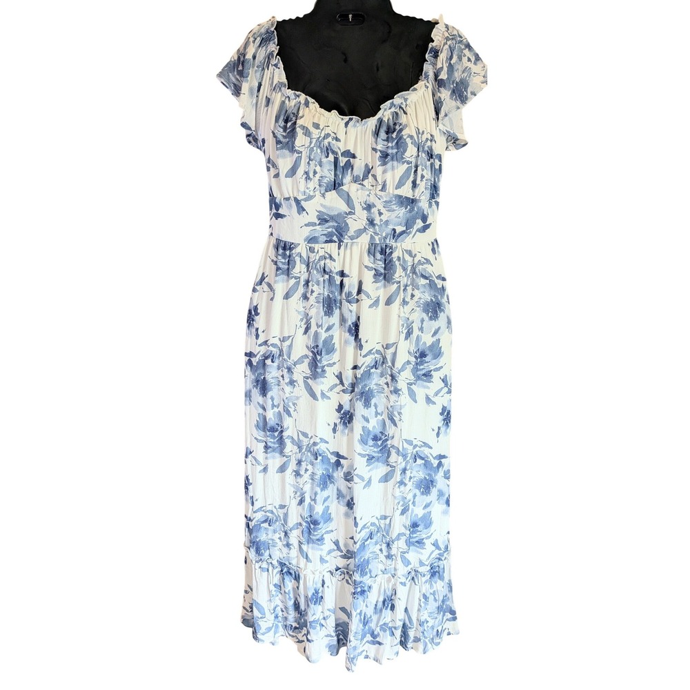 Lulus Maxi Dress Women XL Cottagecore Boho Floral Romantic Flutter Milkmaid